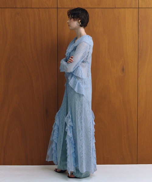ANDRESDラッフルレースガウンレイヤードドレス ラッフルレースガウンレイヤードドレス / ruffle lace gown layered