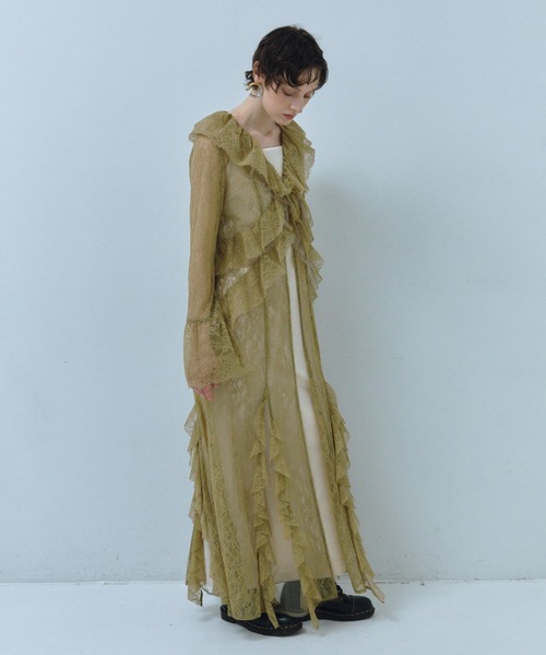 ANDRESD（アンドレスド）の「ラッフルレースガウンレイヤードドレス / ruffle lace gown layered  dress（ドレス・レディース・ブルー/マスタード/アイボリー/ブラック・M/S/L）」の13枚目の写真