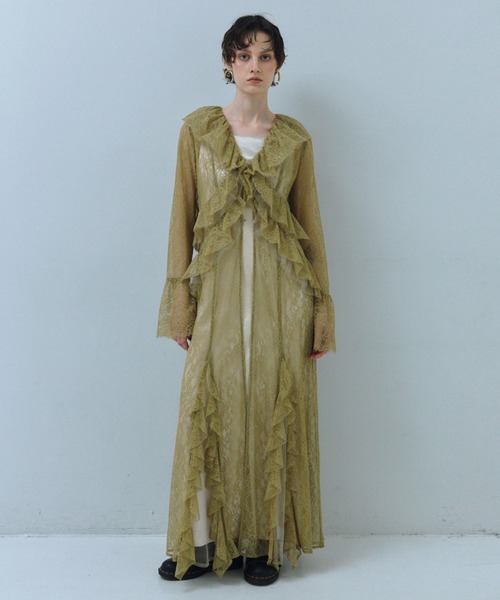 ANDRESD（アンドレスド）の「ラッフルレースガウンレイヤードドレス / ruffle lace gown layered  dress（ドレス・レディース・ブルー/マスタード/アイボリー/ブラック・M/S/L）」の11枚目の写真
