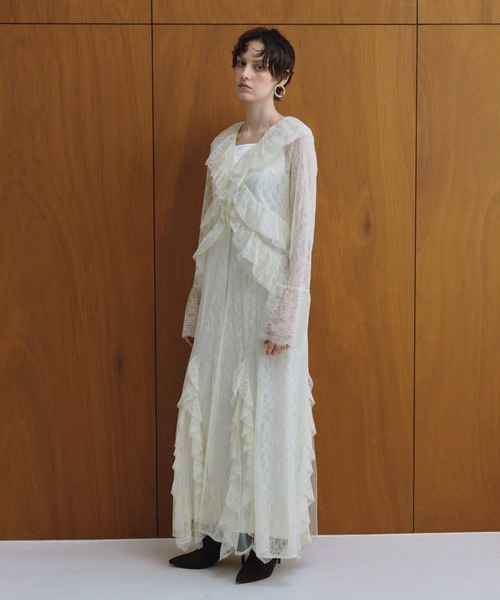 ANDRESDラッフルレースガウンレイヤードドレス ラッフルレースガウンレイヤードドレス / ruffle lace gown layered