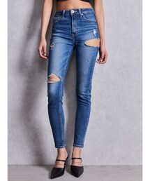 GYDA | ハイウエストSIDE RIPPED スキニーデニムパンツ(デニムパンツ)