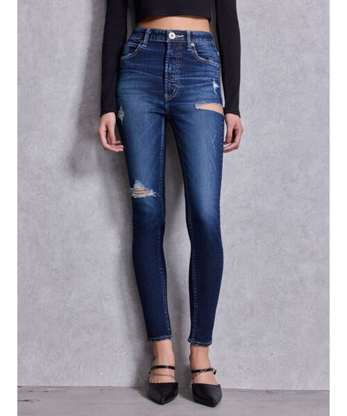 GYDA（ジェイダ）の「ハイウエストSIDE RIPPED スキニーデニムパンツ（デニムパンツ・レディース・インディゴブルー/ブルー・MEDIUM/SMALL/X-SMALL）」の3枚目の写真