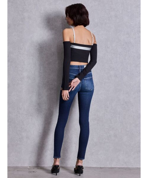 GYDA（ジェイダ）の「ハイウエストSIDE RIPPED スキニーデニムパンツ（デニムパンツ・レディース・インディゴブルー/ブルー・MEDIUM/SMALL/X-SMALL）」の6枚目の写真