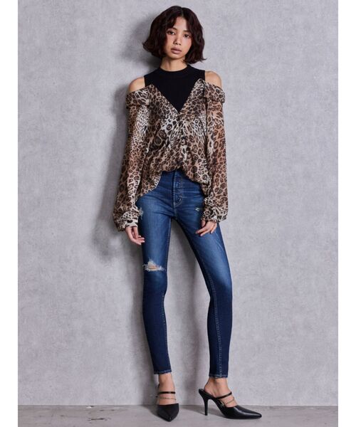 GYDA（ジェイダ）の「ハイウエストSIDE RIPPED スキニーデニムパンツ（デニムパンツ・レディース・インディゴブルー/ブルー・MEDIUM/SMALL/X-SMALL）」の7枚目の写真