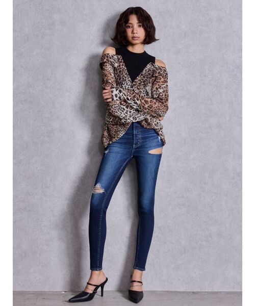 GYDA（ジェイダ）の「ハイウエストSIDE RIPPED スキニーデニムパンツ（デニムパンツ・レディース・インディゴブルー/ブルー・MEDIUM/SMALL/X-SMALL）」の8枚目の写真