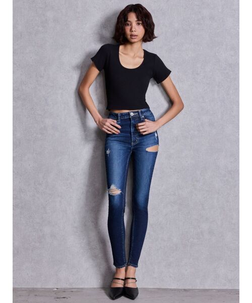GYDA（ジェイダ）の「ハイウエストSIDE RIPPED スキニーデニムパンツ（デニムパンツ・レディース・インディゴブルー/ブルー・MEDIUM/SMALL/X-SMALL）」の13枚目の写真