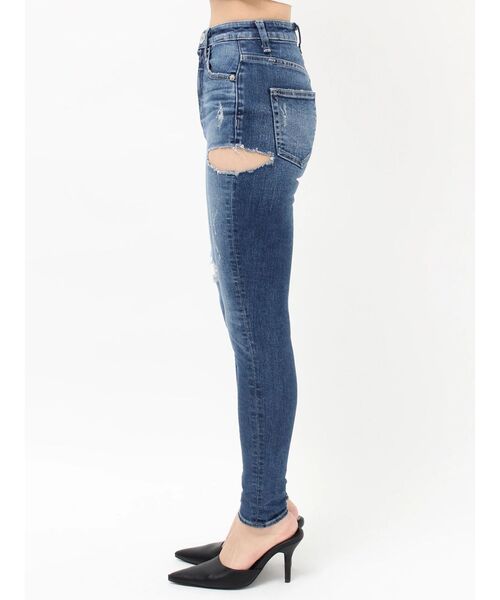 GYDA（ジェイダ）の「ハイウエストSIDE RIPPED スキニーデニムパンツ（デニムパンツ・レディース・インディゴブルー/ブルー・MEDIUM/SMALL/X-SMALL）」の18枚目の写真