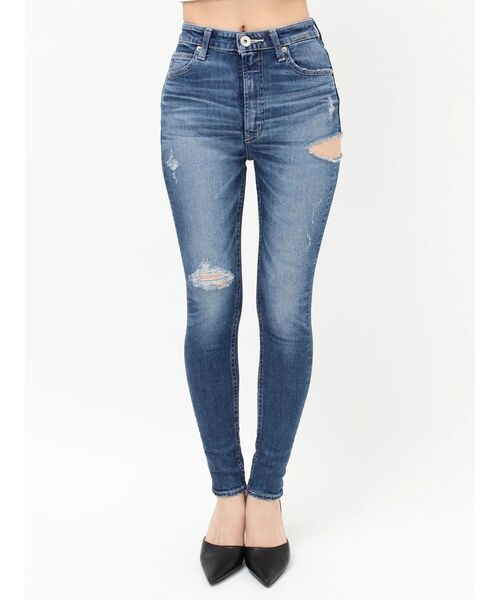 GYDA(ジェイダ)の「ハイウエストSIDE RIPPED スキニーデニムパンツ(デニムパンツ・レディース・インディゴブルー/ブルー・MEDIUM/SMALL/X-SMALL)」の17枚目の写真