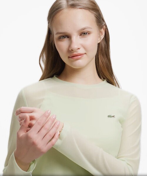 LACOSTE（ラコステ）の「レイヤードシアートップス キャミソール付き（Tシャツ/カットソー・レディース・ライトブルー/セージグリーン/オフホワイト・36/34/38/40）」の2枚目の写真