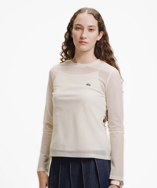 LACOSTE（ラコステ）の「レイヤードシアートップス キャミソール付き（Tシャツ/カットソー・レディース・ライトブルー/セージグリーン/オフホワイト・36/34/38/40）」の4枚目の写真