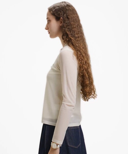 LACOSTE（ラコステ）の「レイヤードシアートップス キャミソール付き（Tシャツ/カットソー・レディース・ライトブルー/セージグリーン/オフホワイト・36/34/38/40）」の5枚目の写真