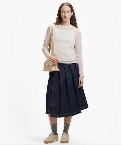 LACOSTE（ラコステ）の「レイヤードシアートップス キャミソール付き（Tシャツ/カットソー・レディース・ライトブルー/セージグリーン/オフホワイト・36/34/38/40）」の7枚目の写真