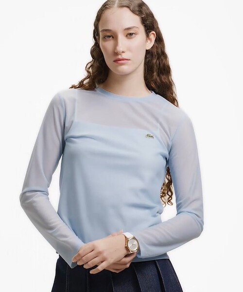 LACOSTE（ラコステ）の「レイヤードシアートップス キャミソール付き（Tシャツ/カットソー・レディース・ライトブルー/セージグリーン/オフホワイト・36/34/38/40）」の9枚目の写真