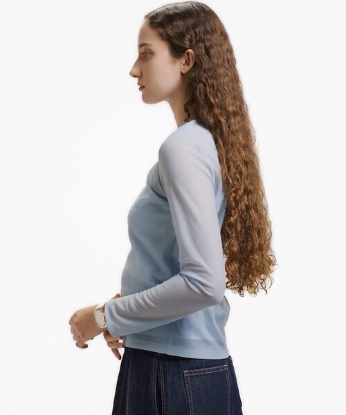 LACOSTE（ラコステ）の「レイヤードシアートップス キャミソール付き（Tシャツ/カットソー・レディース・ライトブルー/セージグリーン/オフホワイト・36/34/38/40）」の10枚目の写真