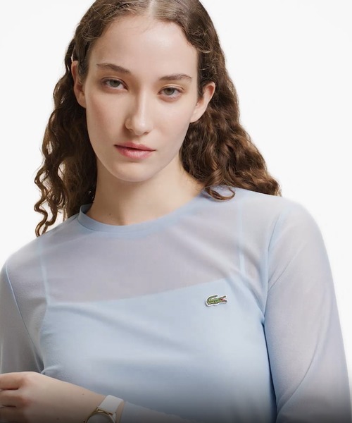 LACOSTE（ラコステ）の「レイヤードシアートップス キャミソール付き（Tシャツ/カットソー・レディース・ライトブルー/セージグリーン/オフホワイト・36/34/38/40）」の3枚目の写真