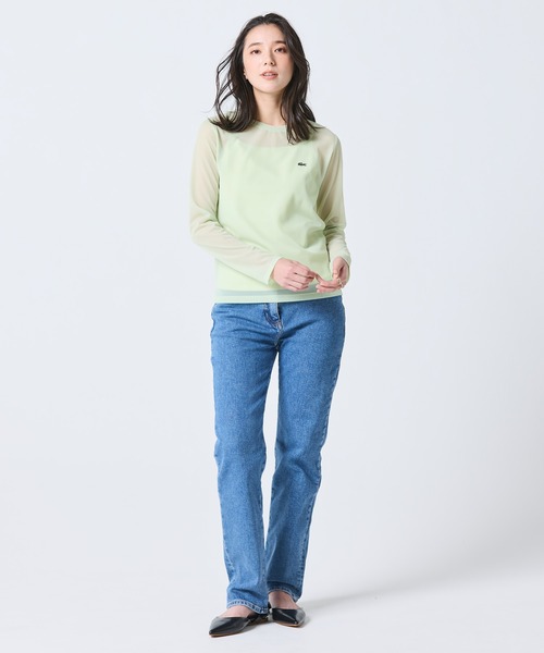 LACOSTE(ラコステ)の「レイヤードシアートップス キャミソール付き(Tシャツ/カットソー・レディース・ライトブルー/セージグリーン/オフホワイト・36/34/38/40)」の4枚目の写真