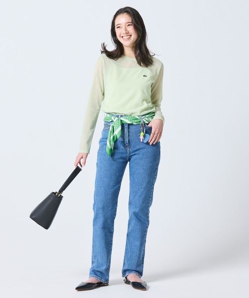 LACOSTE(ラコステ)の「レイヤードシアートップス キャミソール付き(Tシャツ/カットソー・レディース・ライトブルー/セージグリーン/オフホワイト・36/34/38/40)」の11枚目の写真
