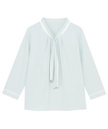 TOKYO SHIRTS | ストレッチジョーゼット 2WAY配色ボウタイ ブラウス 七分袖 レディース(シャツ/ブラウス)