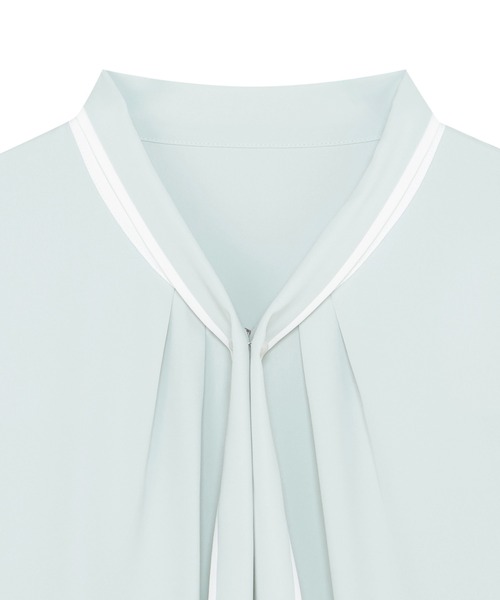 TOKYO SHIRTS(トウキョウシャツ)の「ストレッチジョーゼット 2WAY配色ボウタイ ブラウス 七分袖 レディース(シャツ/ブラウス・レディース・ホワイト/グリーン・M/L)」の12枚目の写真