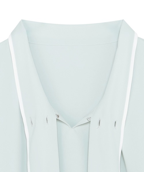 TOKYO SHIRTS(トウキョウシャツ)の「ストレッチジョーゼット 2WAY配色ボウタイ ブラウス 七分袖 レディース(シャツ/ブラウス・レディース・ホワイト/グリーン・M/L)」の13枚目の写真