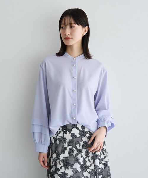 YECCA VECCA（イェッカヴェッカ）の「2way裾アレンジパール釦ブラウス（シャツ/ブラウス・レディース・サックスブルー/ドット/ストライプ/ネイビー/オフホワイト・FREE）」の13枚目の写真