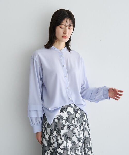 YECCA VECCA（イェッカヴェッカ）の「2way裾アレンジパール釦ブラウス（シャツ/ブラウス・レディース・サックスブルー/ドット/ストライプ/ネイビー/オフホワイト・FREE）」の15枚目の写真