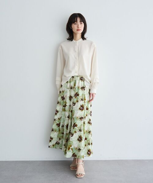 YECCA VECCA（イェッカヴェッカ）の「2way裾アレンジパール釦ブラウス（シャツ/ブラウス・レディース・サックスブルー/ドット/ストライプ/ネイビー/オフホワイト・FREE）」の6枚目の写真