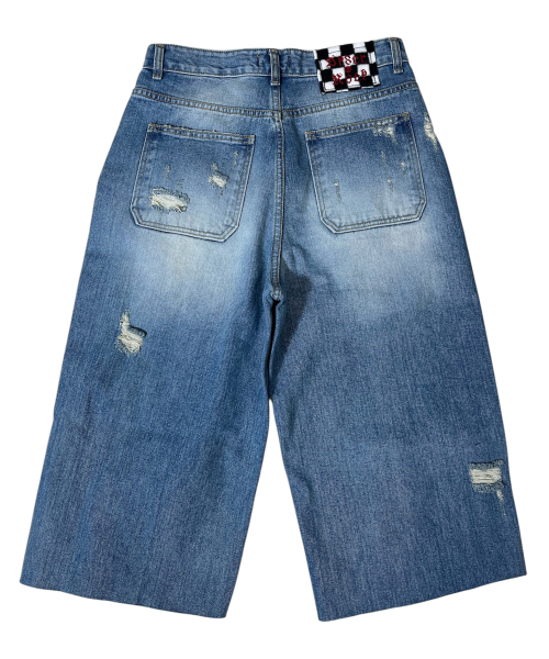 SK8ER ROCK(スケーターロック)の「Destroyed Denim Cropped Wide Pants ((blue))(デニムパンツ・レディース・その他・SMALL/LARGE/MEDIUM)」の2枚目の写真