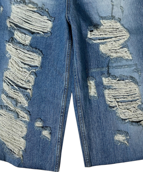 SK8ER ROCK(スケーターロック)の「Destroyed Denim Cropped Wide Pants ((blue))(デニムパンツ・レディース・その他・SMALL/LARGE/MEDIUM)」の4枚目の写真