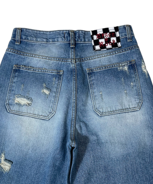 SK8ER ROCK(スケーターロック)の「Destroyed Denim Cropped Wide Pants ((blue))(デニムパンツ・レディース・その他・SMALL/LARGE/MEDIUM)」の5枚目の写真