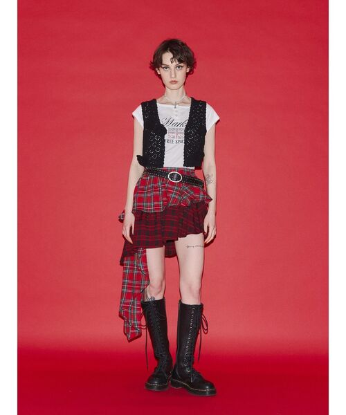 jouetie（ジュエティ）の「アシメヘムチェックフリルスカート（スカート・レディース・ブラック/レッド・MEDIUM）」の11枚目の写真