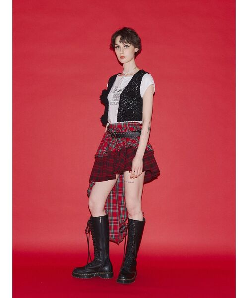 jouetie（ジュエティ）の「アシメヘムチェックフリルスカート（スカート・レディース・ブラック/レッド・MEDIUM）」の12枚目の写真