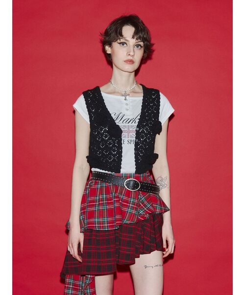 jouetie（ジュエティ）の「アシメヘムチェックフリルスカート（スカート・レディース・ブラック/レッド・MEDIUM）」の14枚目の写真