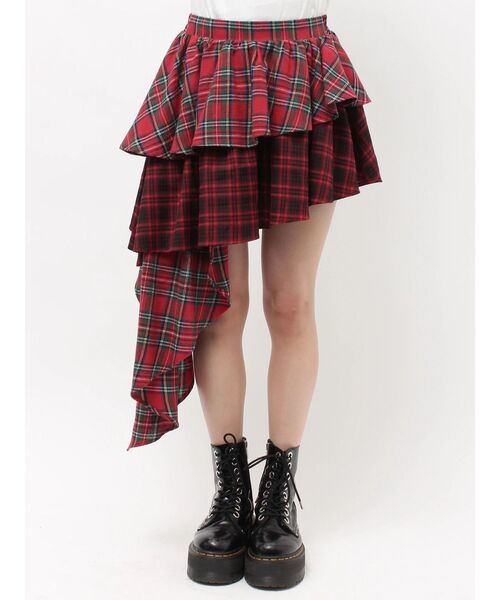 jouetie（ジュエティ）の「アシメヘムチェックフリルスカート（スカート・レディース・ブラック/レッド・MEDIUM）」の15枚目の写真