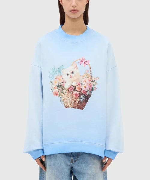 MSGM(エムエスジーエム)の「MSGM FLOWER BASKET CAT スウェットシャツ(スウェット・レディース・ライトブルー・M/S)」の7枚目の写真