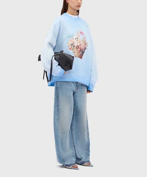 MSGM(エムエスジーエム)の「MSGM FLOWER BASKET CAT スウェットシャツ(スウェット・レディース・ライトブルー・M/S)」の6枚目の写真