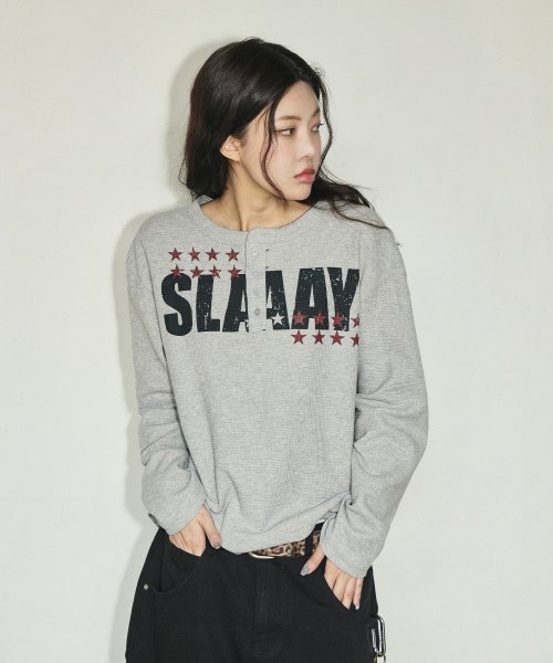 SCALLYWAG（スカリーワグ）の「SLAAY ワッフルヘンリーネックロングスリーブ[グレー]（Tシャツ/カットソー・レディース・その他・MEDIUM/LARGE）」の14枚目の写真