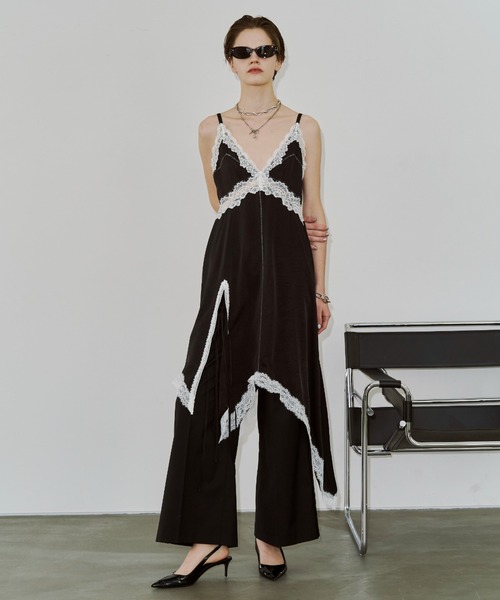 トップス josemoon SIDE CUTTING LACE DRESS SIDE CUTTING LACE DRESS/サイドカッティングレースドレス（ワンピース