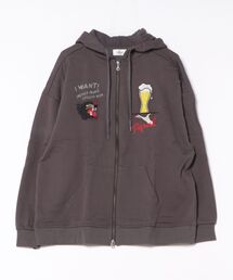 /ATELANE/裏毛刺繍入りZIPUPパーカー