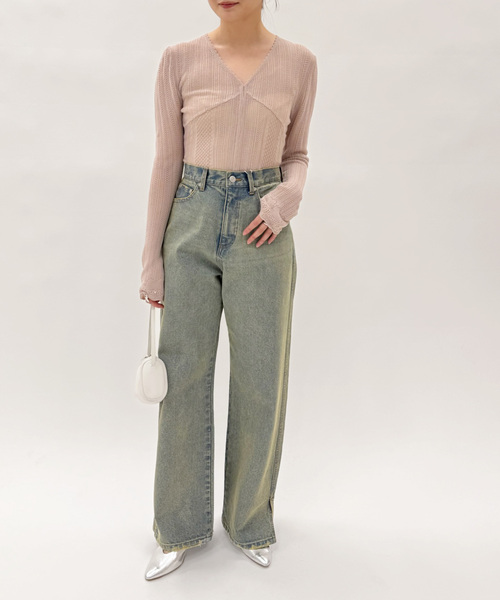 EDIT. FOR LULU（エディットフォールル）の「【EMILY ODA/エミリーオダ】Long Sleeve Lace Bodysuit（ニット/セーター・レディース・ピンク・FREE）」の5枚目の写真