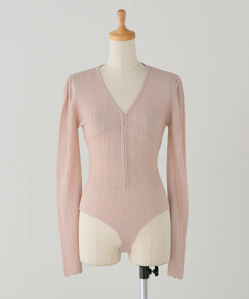 EDIT. FOR LULU（エディットフォールル）の「【EMILY ODA/エミリーオダ】Long Sleeve Lace Bodysuit（ニット/セーター・レディース・ピンク・FREE）」の6枚目の写真