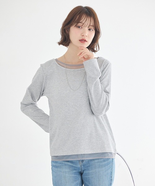 earth music&ecology（アースミュージックアンドエコロジー）の「レイヤード風テレコプルオーバー（Tシャツ/カットソー・レディース・イエロー/ライトグレー/アイボリー・FREE）」の17枚目の写真