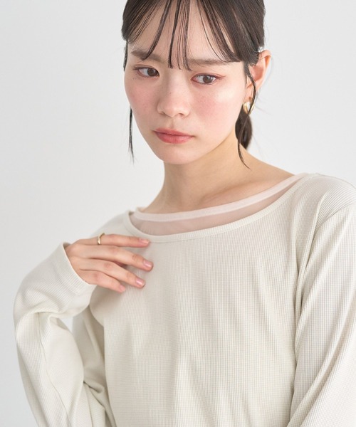 earth music&ecology（アースミュージックアンドエコロジー）の「レイヤード風テレコプルオーバー（Tシャツ/カットソー・レディース・イエロー/ライトグレー/アイボリー・FREE）」の16枚目の写真