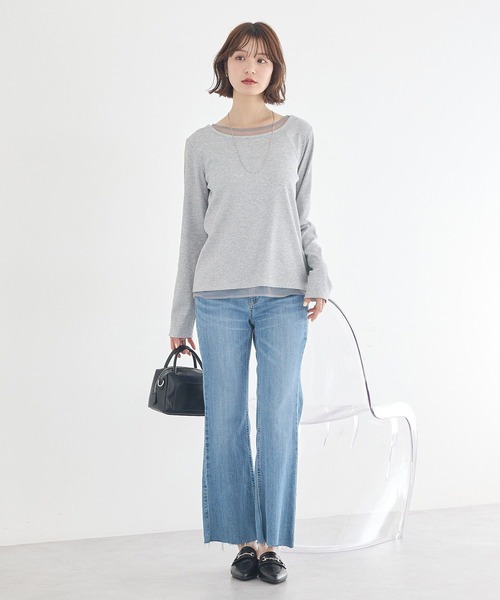 earth music&ecology（アースミュージックアンドエコロジー）の「レイヤード風テレコプルオーバー（Tシャツ/カットソー・レディース・イエロー/ライトグレー/アイボリー・FREE）」の19枚目の写真