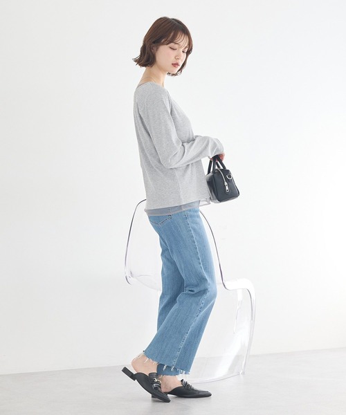 earth music&ecology（アースミュージックアンドエコロジー）の「レイヤード風テレコプルオーバー（Tシャツ/カットソー・レディース・イエロー/ライトグレー/アイボリー・FREE）」の20枚目の写真