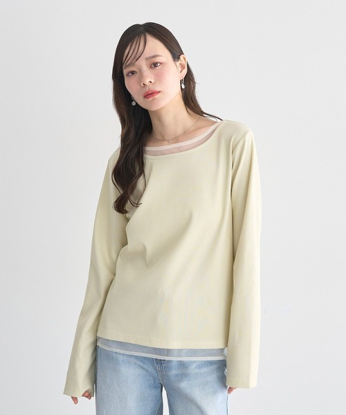 earth music&ecology（アースミュージックアンドエコロジー）の「レイヤード風テレコプルオーバー（Tシャツ/カットソー・レディース・イエロー/ライトグレー/アイボリー・FREE）」の8枚目の写真