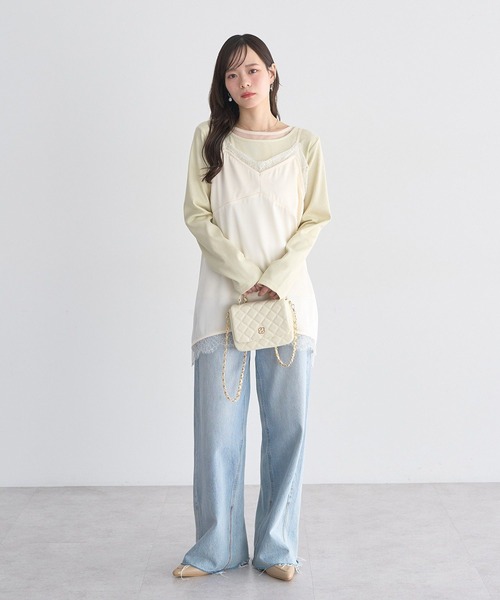earth music&ecology（アースミュージックアンドエコロジー）の「レイヤード風テレコプルオーバー（Tシャツ/カットソー・レディース・イエロー/ライトグレー/アイボリー・FREE）」の13枚目の写真