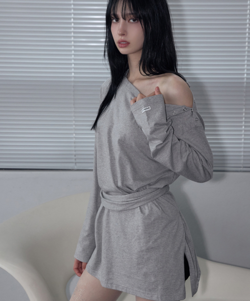 RENSE(レンセ)の「Wrap-Tie Long Sleeve Tee Melange Gray(Tシャツ/カットソー・レディース・その他・OS)」の2枚目の写真