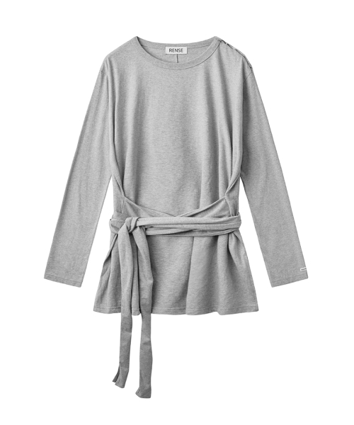 RENSE(レンセ)の「Wrap-Tie Long Sleeve Tee Melange Gray(Tシャツ/カットソー・レディース・その他・OS)」の3枚目の写真