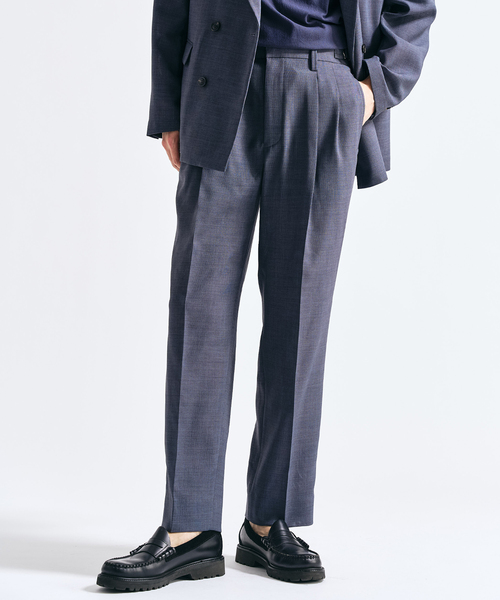 417 EDIFICE（フォーワンセブンエディフィス）の「【EVALET / エバレット】メッシュ 2タックパンツ "セットアップ着用可能"（スラックス・メンズ・グレー/チャコールグレー/ベージュ・LARGE/MEDIUM/SMALL）」の2枚目の写真